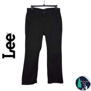 Lee Riders Twill Pants Womens 16P Black Straight Leg Mid Rise Work Casual EUC